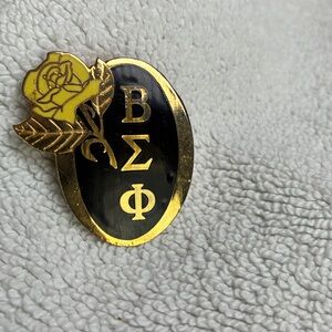 Beta Sia Phi Gold and Black and Rose Greek Letter Pin